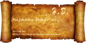 Hajduska Dukász névjegykártya